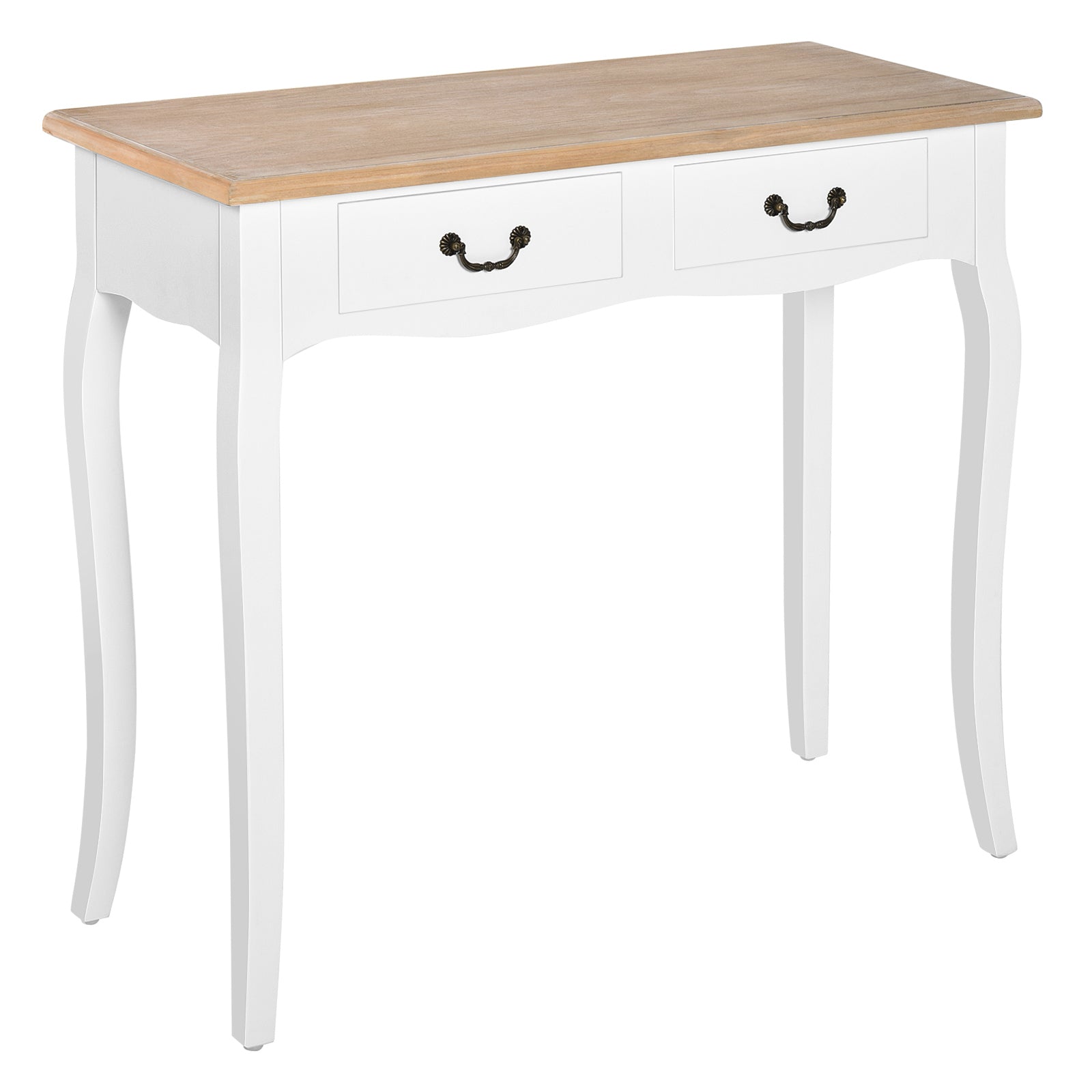Console Table Side Table with 2 Drawers Retro Design for Entryway Hallway Living Room Bedroom Pine 87x34x78.5 cm White