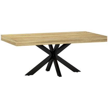 Rectangular Industrial Style Coffee Table Side Table in Black Metal and Natural Wood Look - 110 x 60 x 45cm