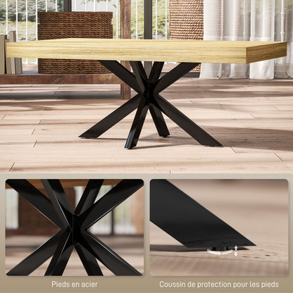 Rectangular Industrial Style Coffee Table Side Table in Black Metal and Natural Wood Look - 110 x 60 x 45cm