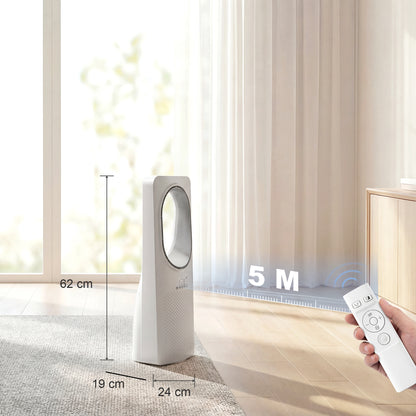 Bladeless Tower Fan for Bedroom – Whisper-Quiet 36 dB, 45° Oscillation, 3 Speeds & Modes, 15-Hour Timer, Remote, White