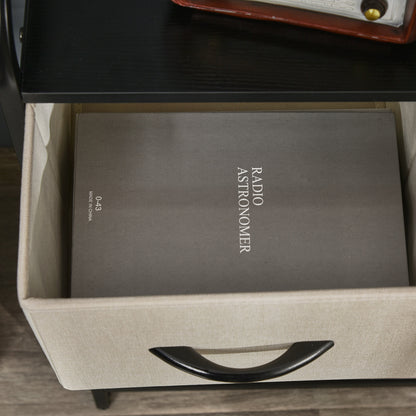 4-Drawer Linen Storage Dresser 58 x 29 x 78.5 cm Black Gray Ecru Beige