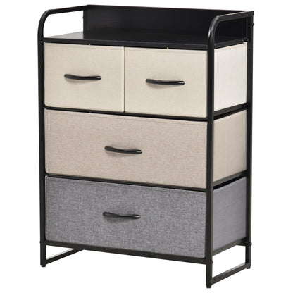 4-Drawer Linen Storage Dresser 58 x 29 x 78.5 cm Black Gray Ecru Beige