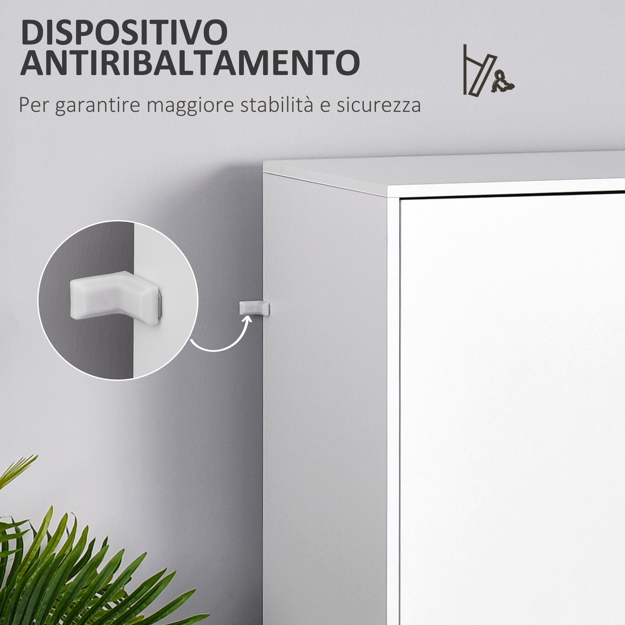 Two-Door Wardrobe with 1 Shelf, 1 Hanging Rail, 2 Drawers with Carved Handles, White 80x40x180cm