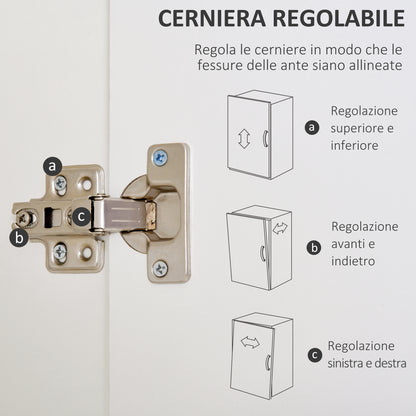 Two-Door Wardrobe with 1 Shelf, 1 Hanging Rail, 2 Drawers with Carved Handles, White 80x40x180cm