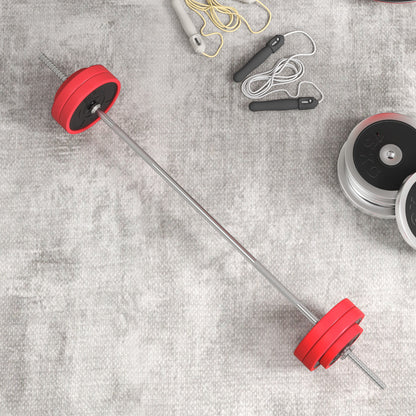 SPORTNOW 30 kg Weight Bar with Dumbbells Muscle Training Set with 6 Discs 1.5kg 2.5kg 7kg and 1 Bar for Strength Training Weight Lifting at Home Gym Office 170x26x26 cm Red