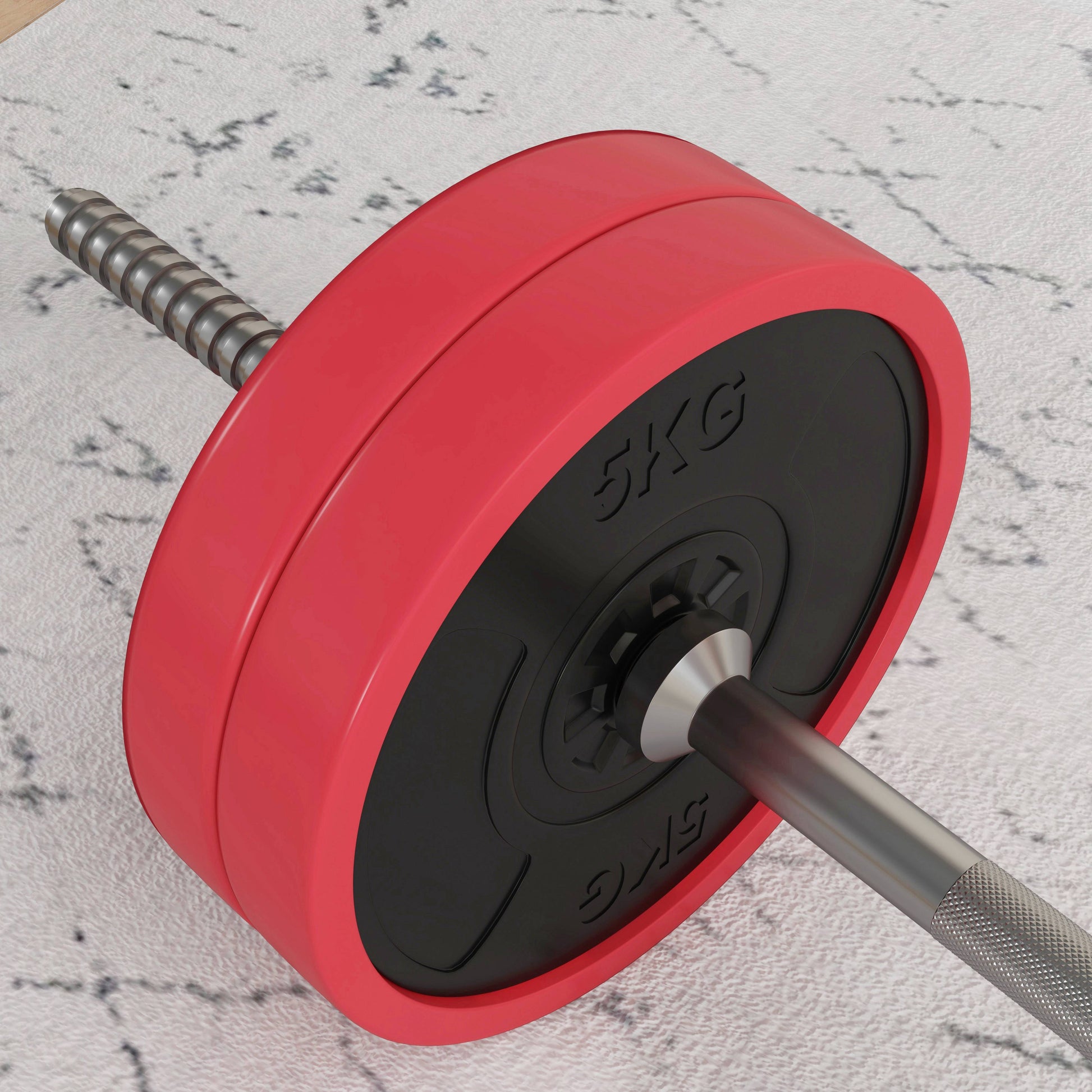 SPORTNOW 30 kg Weight Bar with Dumbbells Muscle Training Set with 6 Discs 1.5kg 2.5kg 7kg and 1 Bar for Strength Training Weight Lifting at Home Gym Office 170x26x26 cm Red