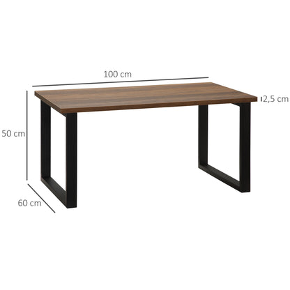 Rectangular Coffee Table Industrial Style with Metal Legs and Wood-Look Top - 100 x 60 x 50 cm