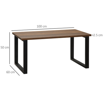 Rectangular Coffee Table Industrial Style with Metal Legs and Wood-Look Top - 100 x 60 x 50 cm