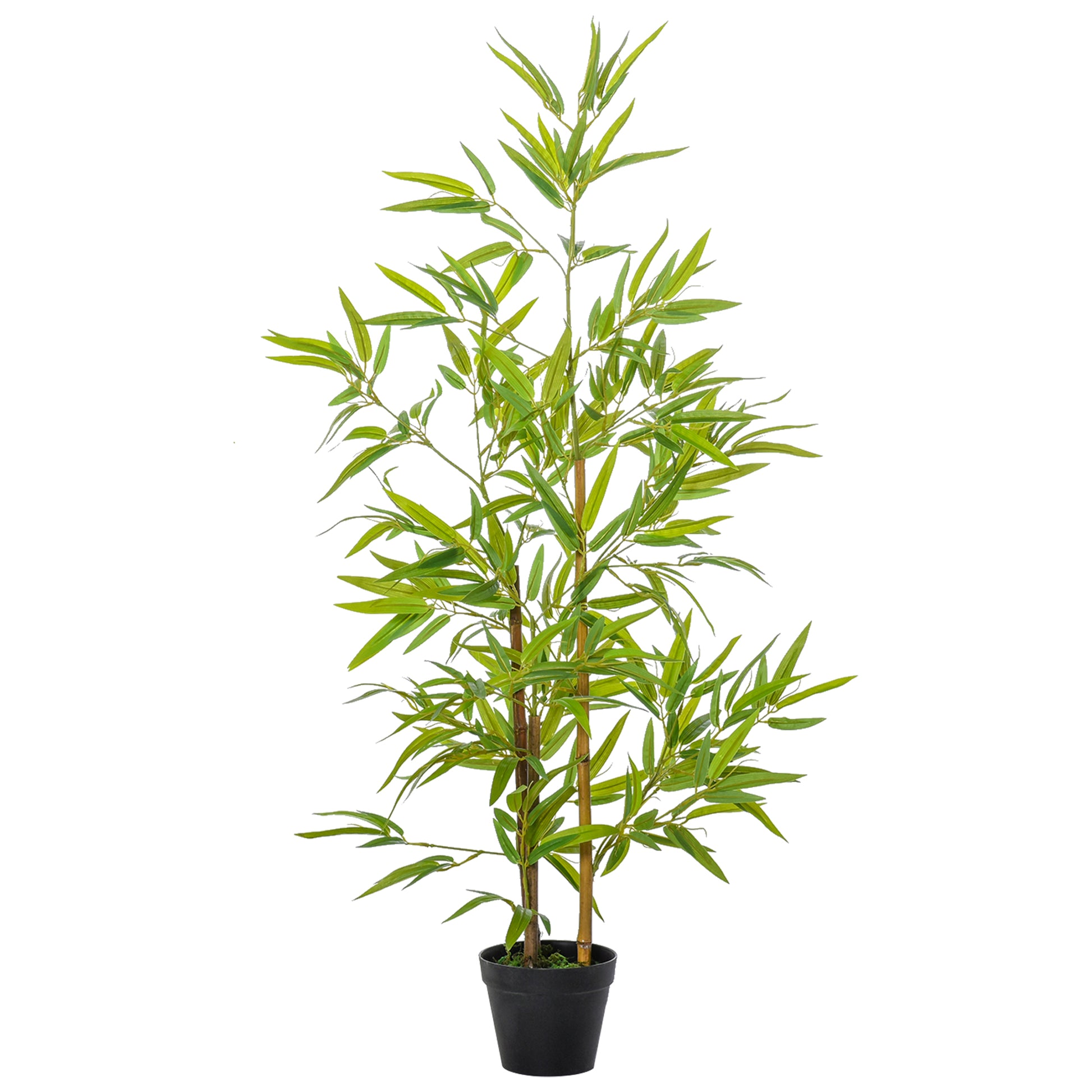 Large Artificial Bamboo 120cm Faux Plant, Plastic Artificial Plants in Pot, Fake Plant Bamboo with Artificial Moss for Living Room Bedroom Office Garden Modern Decoration