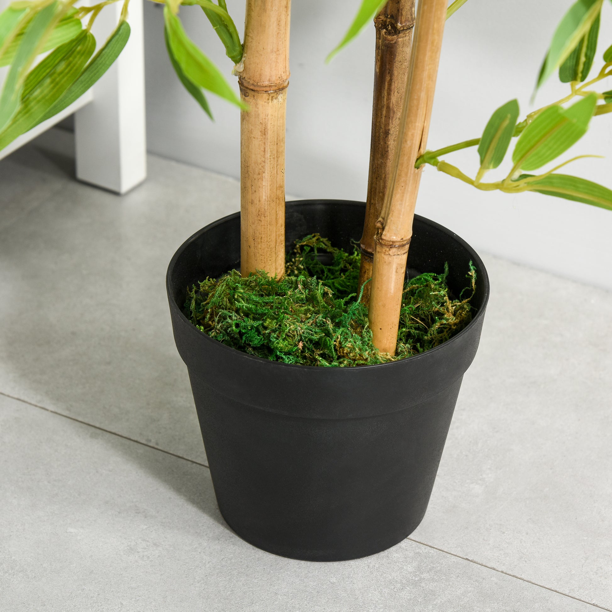 Large Artificial Bamboo 120cm Faux Plant, Plastic Artificial Plants in Pot, Fake Plant Bamboo with Artificial Moss for Living Room Bedroom Office Garden Modern Decoration