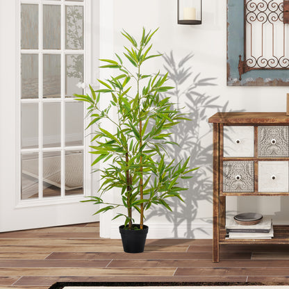 Large Artificial Bamboo 120cm Faux Plant, Plastic Artificial Plants in Pot, Fake Plant Bamboo with Artificial Moss for Living Room Bedroom Office Garden Modern Decoration