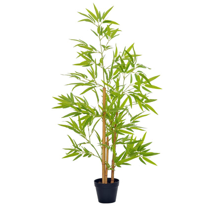 Large Artificial Bamboo 120cm Faux Plant, Plastic Artificial Plants in Pot, Fake Plant Bamboo with Artificial Moss for Living Room Bedroom Office Garden Modern Decoration