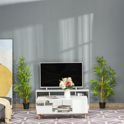 Large Artificial Bamboo 120cm Faux Plant, Plastic Artificial Plants in Pot, Fake Plant Bamboo with Artificial Moss for Living Room Bedroom Office Garden Modern Decoration