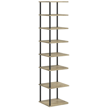 8-Level Shoe Cabinet Storage Organizer Shoe Rack Shoe Storage Shoe Stand Metal Frame Wood-Look Shelves - 28W x 26D x 125H cm