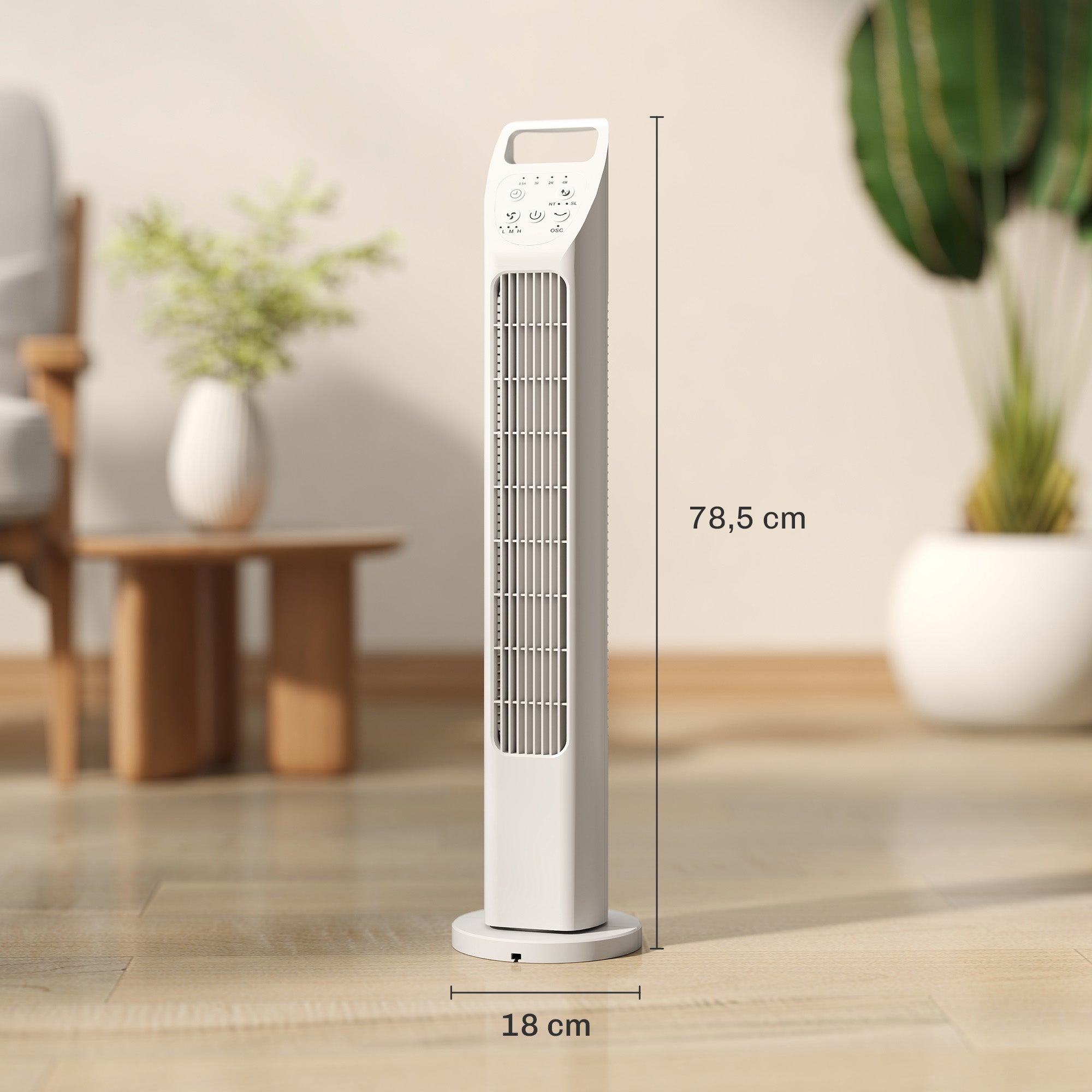Tower Fan with Remote, 75° Oscillation, 3 Speeds, 3 Modes, 7.5-Hour Timer, Quiet Bladeless Fan for Bedroom & Office, White