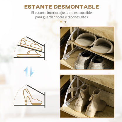 Narrow Shoe Cabinet Shoe Storage Organizer with 2 Flip-Down Drawers and 2 Removable Drawers for 12 Pairs of Shoes for Hallway 80x30x91.5 cm Oak