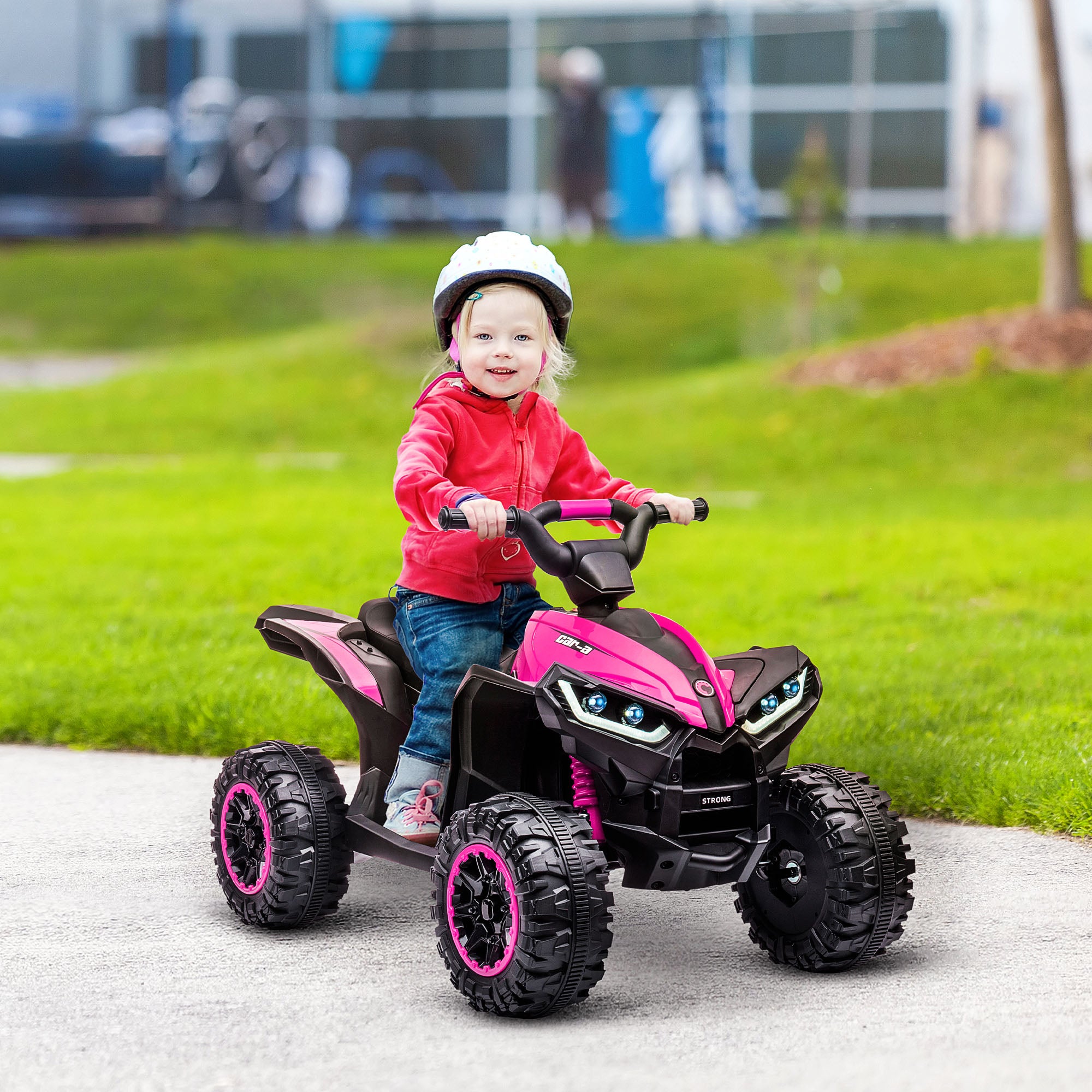 Kids Quad Electric 12V Children's Quad with Forward, Reverse Function, Music, USB Connection, Horn, LED Headlights 3-6km/h Electric Quad for Kids 3-5 Years Pink