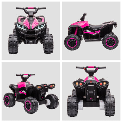 Kids Quad Electric 12V Children's Quad with Forward, Reverse Function, Music, USB Connection, Horn, LED Headlights 3-6km/h Electric Quad for Kids 3-5 Years Pink