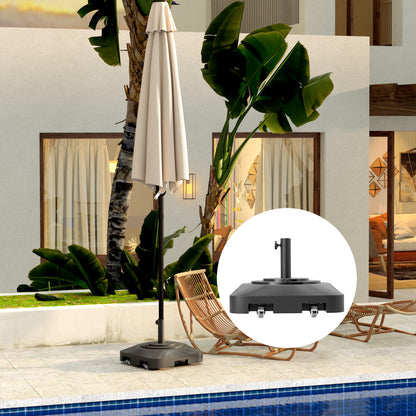 Umbrella Stand up to 25 kg Fillable Umbrella Stand with Wheels, Square Umbrella Holder, Umbrella Weight, Stand for Umbrella Ø38/48 mm, for Balcony, Terrace, Garden, Black