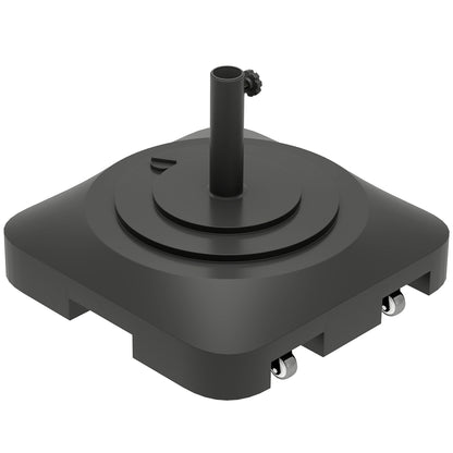 Umbrella Stand up to 25 kg Fillable Umbrella Stand with Wheels, Square Umbrella Holder, Umbrella Weight, Stand for Umbrella Ø38/48 mm, for Balcony, Terrace, Garden, Black