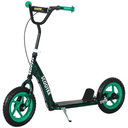 Children's Scooter with Large Wheels for Ages 6-12 Height Adjustable Rear Brake Kickstand Green