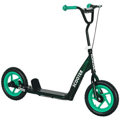 Children's Scooter with Large Wheels for Ages 6-12 Height Adjustable Rear Brake Kickstand Green