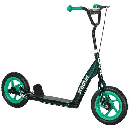 Children's Scooter with Large Wheels for Ages 6-12 Height Adjustable Rear Brake Kickstand Green