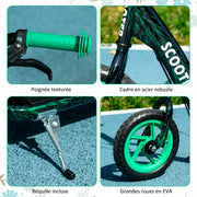 Children's Scooter with Large Wheels for Ages 6-12 Height Adjustable Rear Brake Kickstand Green