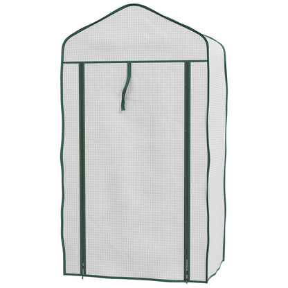 3-Tier Garden Greenhouse Terrace Greenhouse with 3 Shelves 1 Zippered Door for Cultivating Plants Flowers Vegetables 59x39x127 cm White