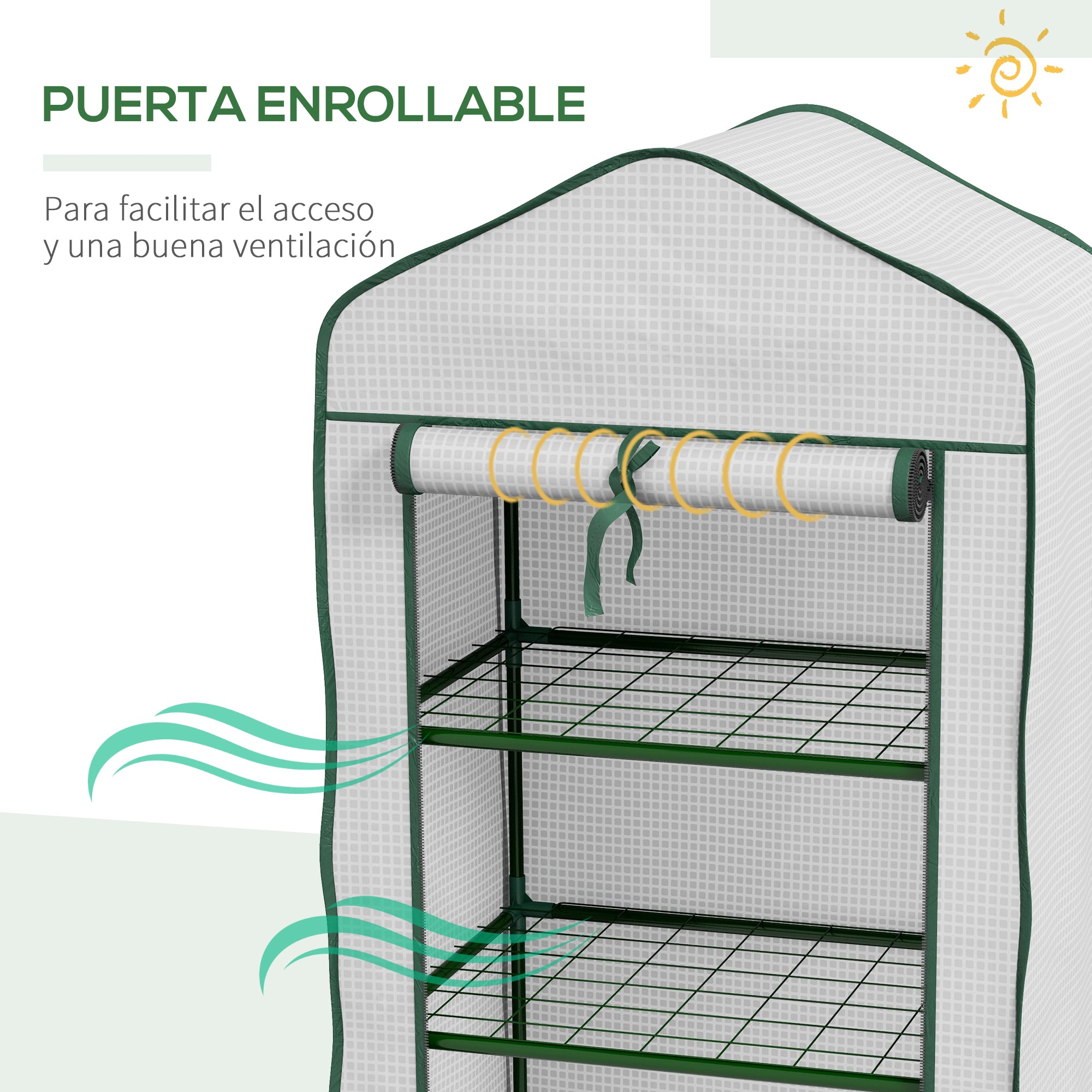 3-Tier Garden Greenhouse Terrace Greenhouse with 3 Shelves 1 Zippered Door for Cultivating Plants Flowers Vegetables 59x39x127 cm White