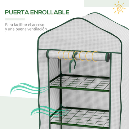 3-Tier Garden Greenhouse Terrace Greenhouse with 3 Shelves 1 Zippered Door for Cultivating Plants Flowers Vegetables 59x39x127 cm White