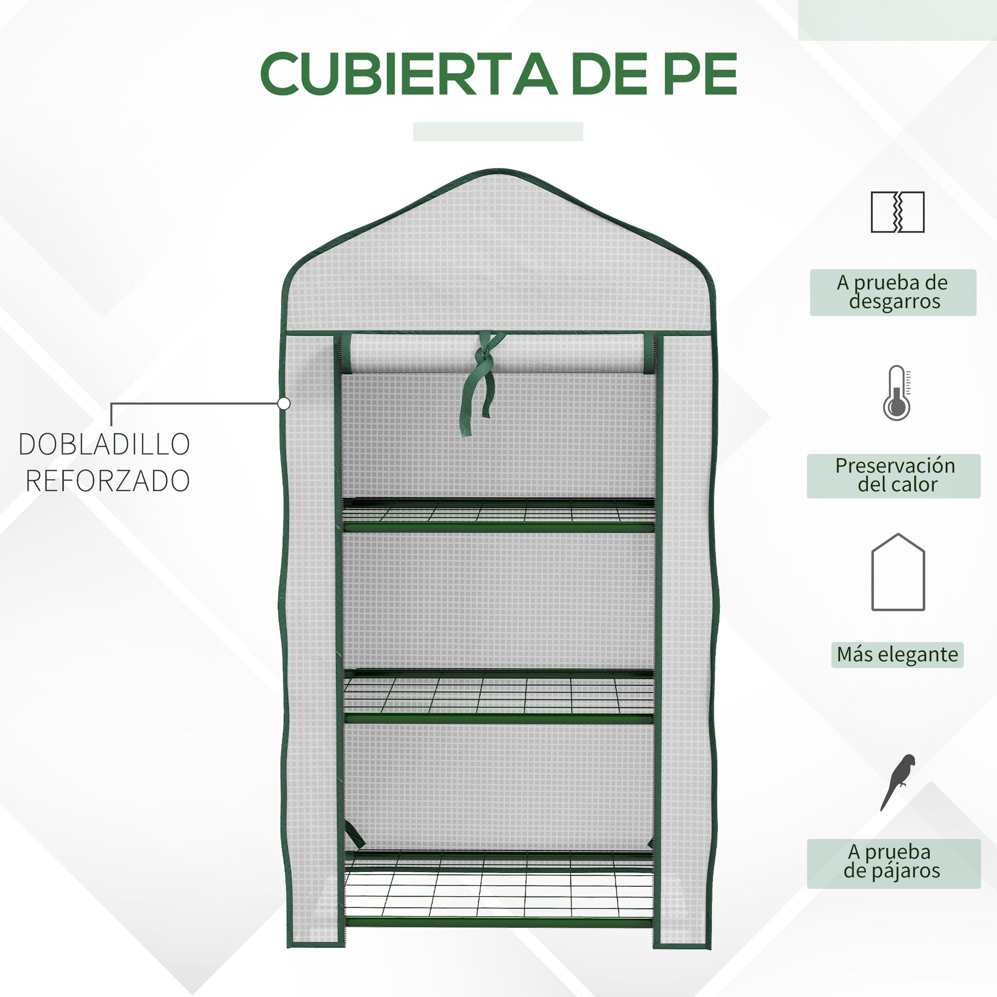 3-Tier Garden Greenhouse Terrace Greenhouse with 3 Shelves 1 Zippered Door for Cultivating Plants Flowers Vegetables 59x39x127 cm White