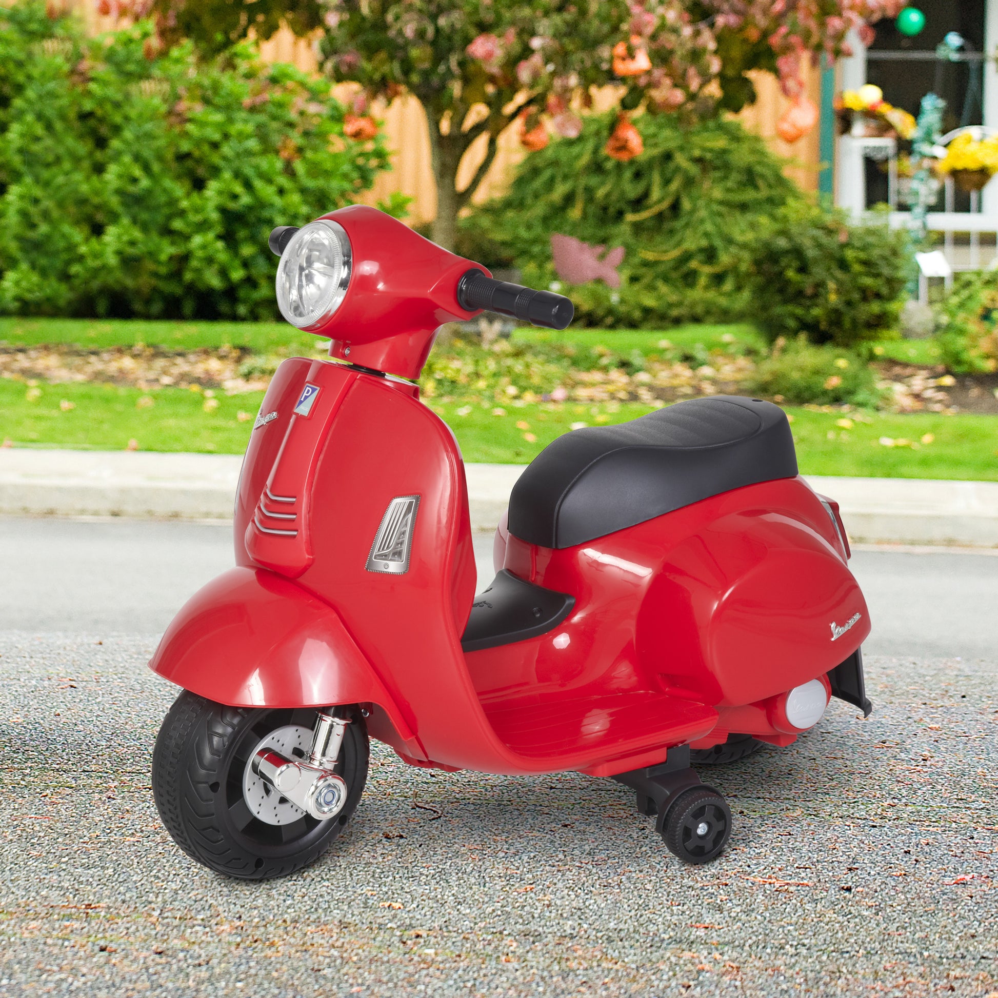 Kids Electric Vespa Motorcycle Electric Motorbike with LED Light, Sound, Children's Electric Motorcycle for Kids 18-36 Months Red