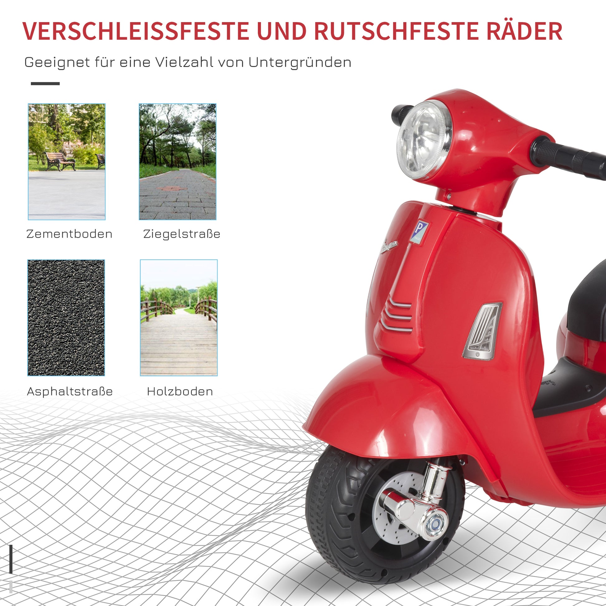 Kids Electric Vespa Motorcycle Electric Motorbike with LED Light, Sound, Children's Electric Motorcycle for Kids 18-36 Months Red