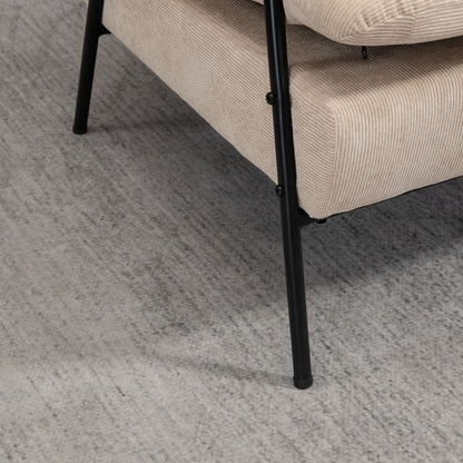 Recliner with Footstool Chair with Adjustable Backrest, Reclining Function, Cushion, Modern Lounge Chair with Corduroy Look for Living Room up to 180 kg Capacity, Beige