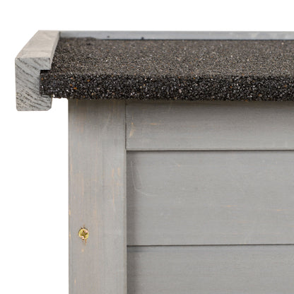 Wooden Garden Storage Shed with 2 Interior Shelves, 2 Doors, and Sloping Roof for Outdoor Terrace 87x46.5x96.5 cm Gray