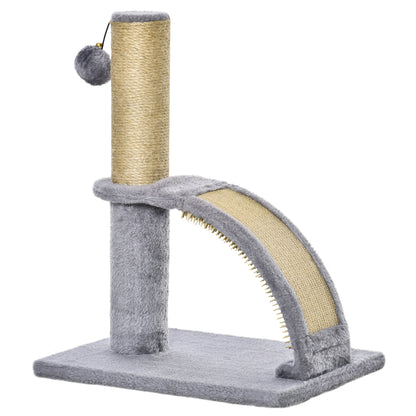 Small Cat Scratching Post Scratching Pole for Cats under 4.5 kg with Cat Scratching Plate, Scratching Post, Cat Stimulating Ball 34 x 24 x 43 cm Gray