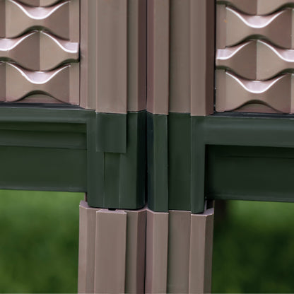 Set of 2 Outdoor Elevated Square Planters Free Combination Flower Pots for Garden Patio 19.7x19.7x18.3 inches Brown