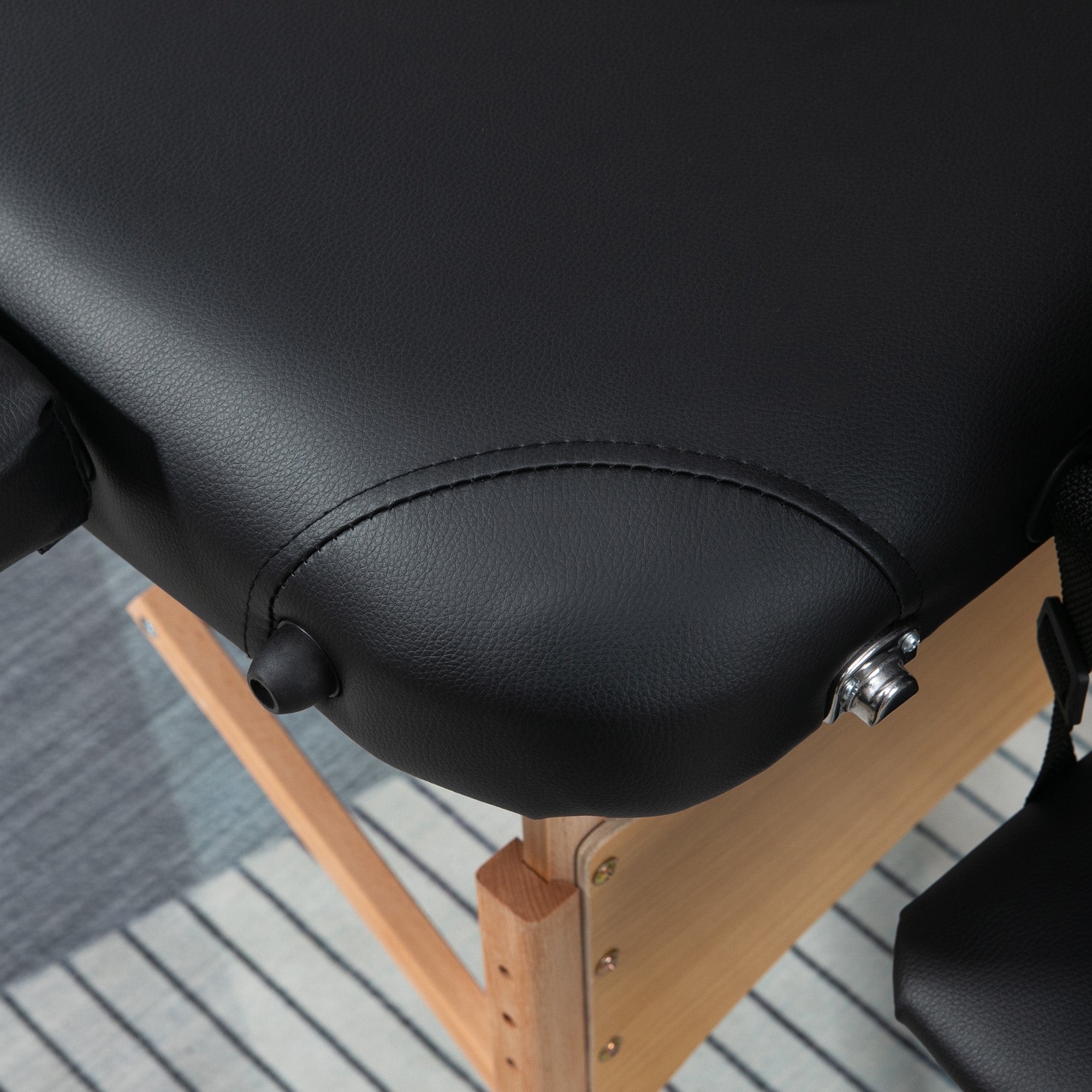 Massage Table, Foldable Massage Bed, Height Adjustable Massage Bench, Massage Couch with Headrest, for Spa, Salon, Faux Leather, Beech Wood, Black