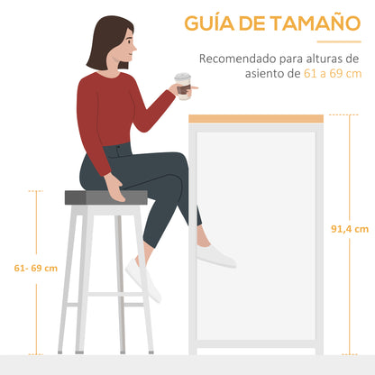 Extendable Bar Table Bistro Table Dining Table with 3 Storage Shelves and Metal Frame for Kitchen Dining 120x76x91.4 cm Brown