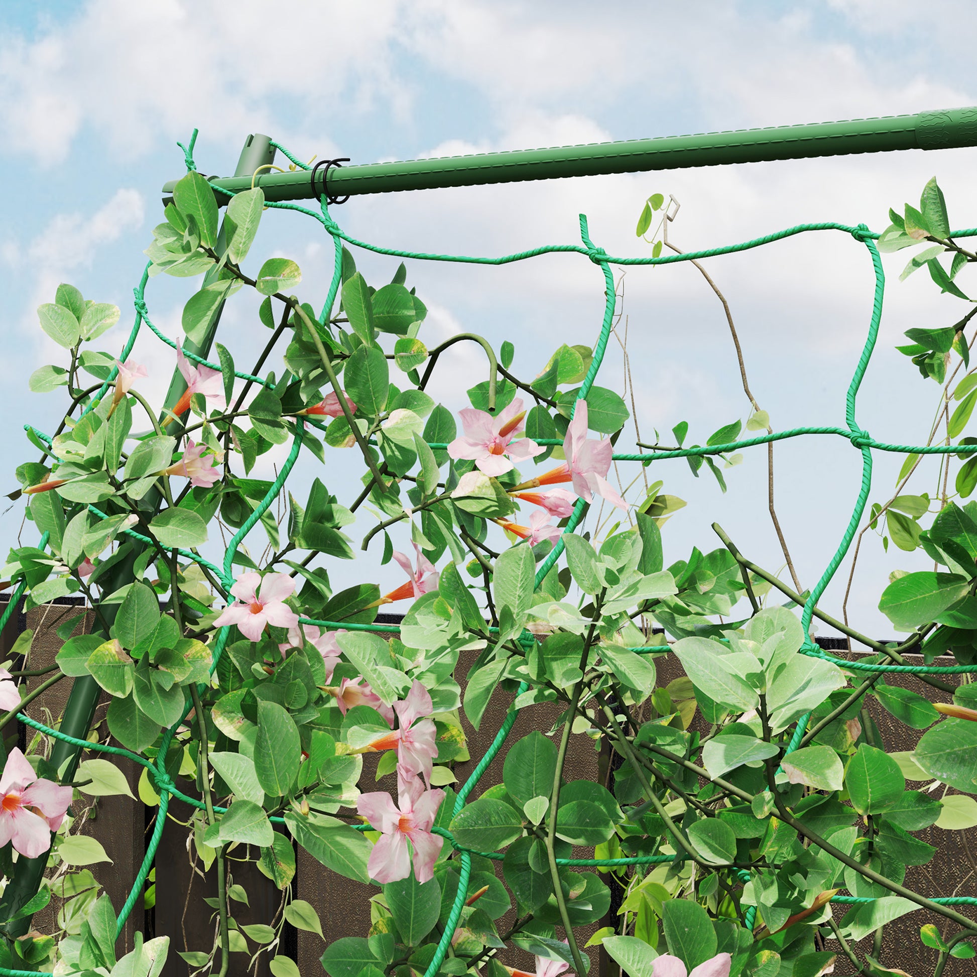 Steel Stepping Rose Trellis Rust-free A-Frame Plant Climbing Support 101x133x227 cm Garden Trellis Plant Support for Vegetables Flowers Climbing Plants Green