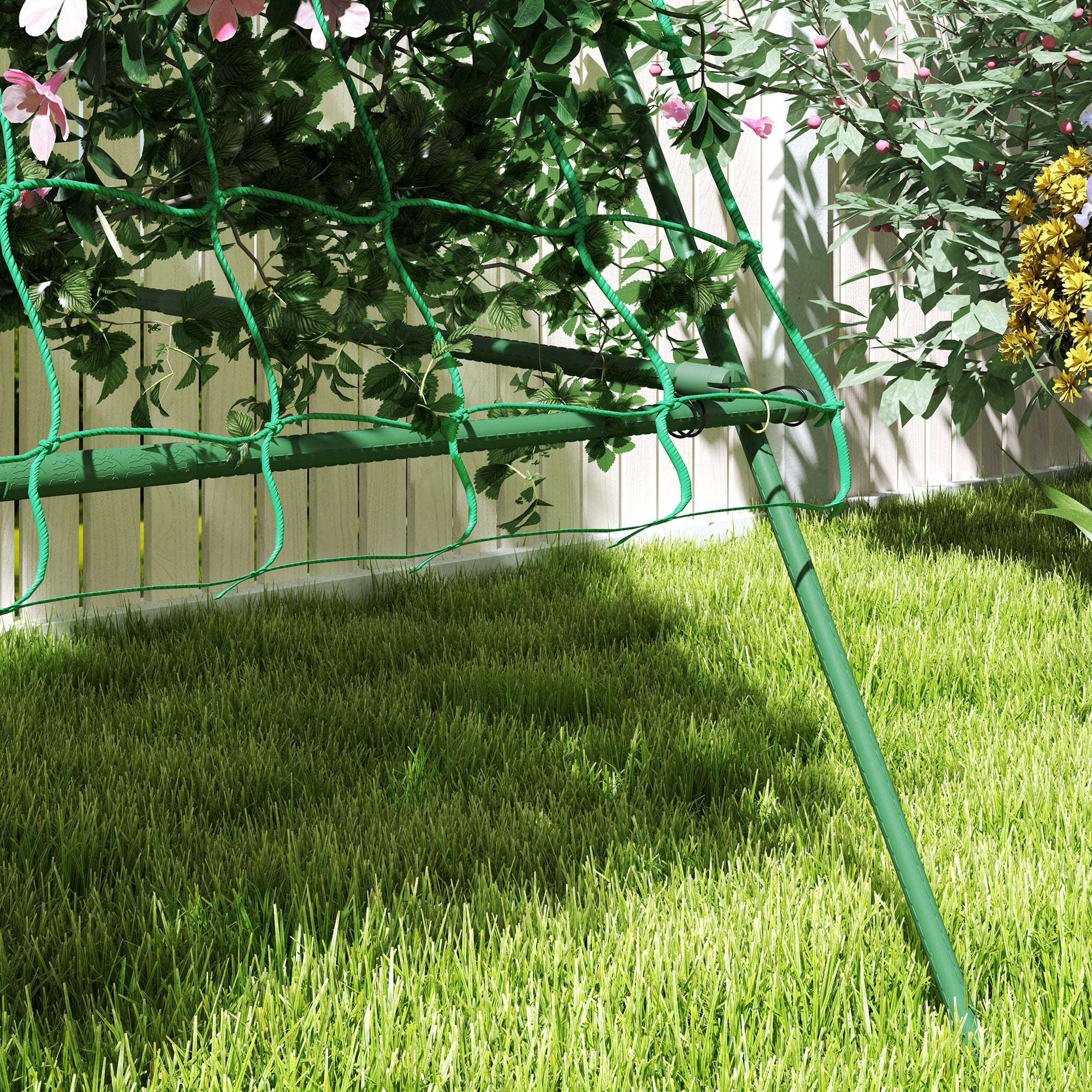Steel Stepping Rose Trellis Rust-free A-Frame Plant Climbing Support 101x133x227 cm Garden Trellis Plant Support for Vegetables Flowers Climbing Plants Green