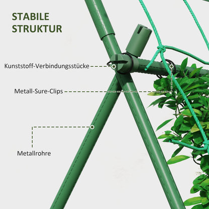 Steel Stepping Rose Trellis Rust-free A-Frame Plant Climbing Support 101x133x227 cm Garden Trellis Plant Support for Vegetables Flowers Climbing Plants Green