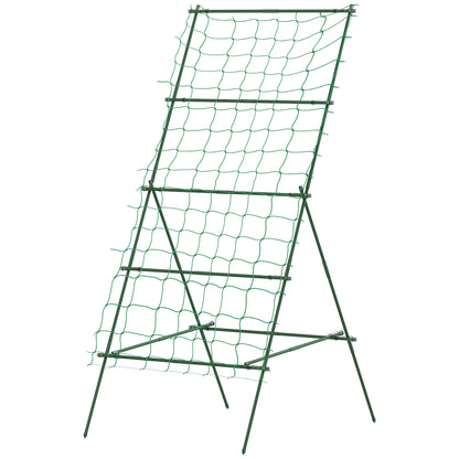 Steel Stepping Rose Trellis Rust-free A-Frame Plant Climbing Support 101x133x227 cm Garden Trellis Plant Support for Vegetables Flowers Climbing Plants Green