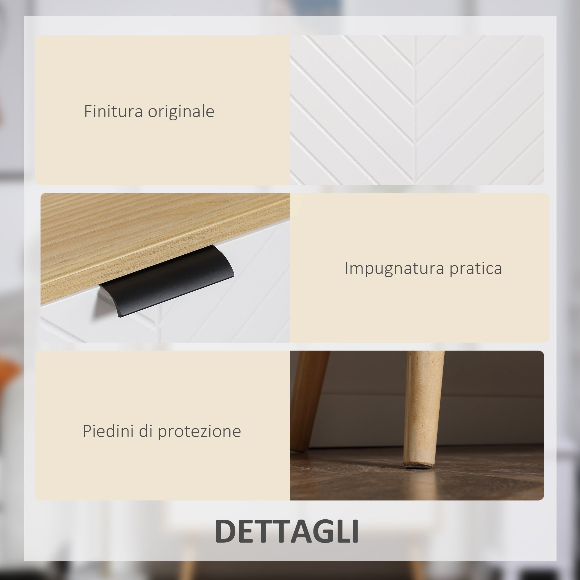 Modern Multipurpose Mobile in Chipboard and Pine Wood with Adjustable Internal Shelf on 3 Levels, Entryway Living Room Kitchen and Bathroom Furniture, 77x35x77.5 cm