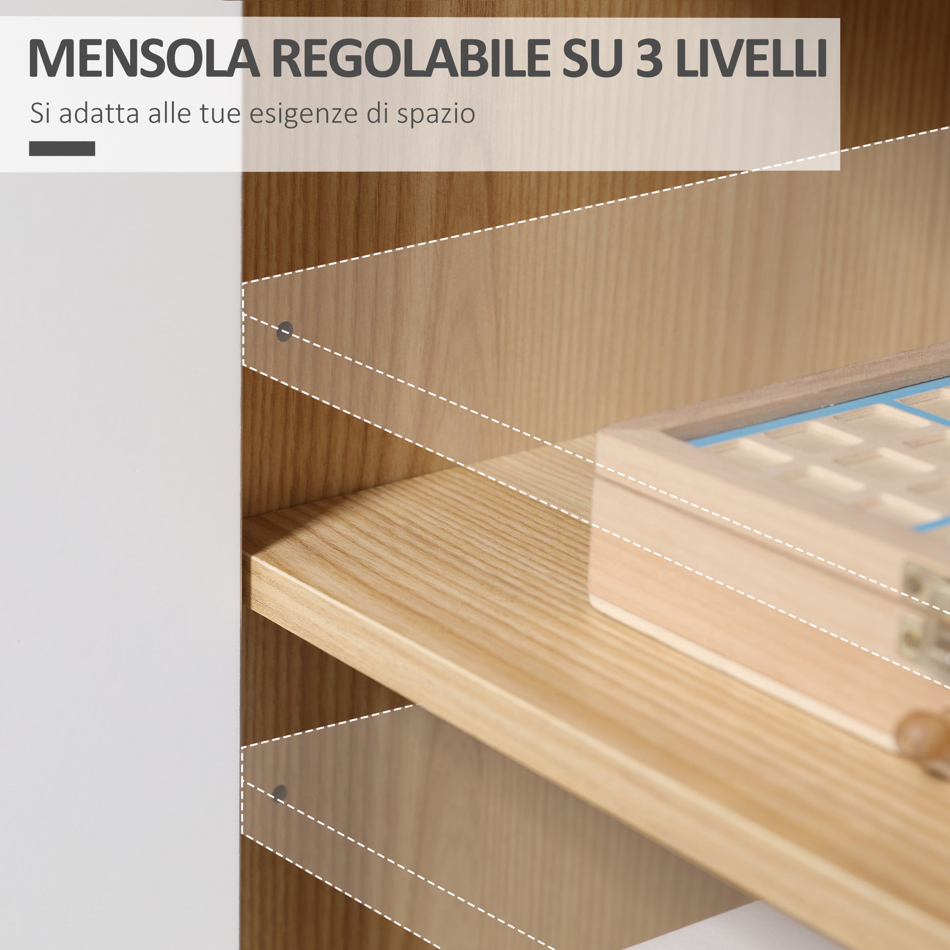 Modern Multipurpose Mobile in Chipboard and Pine Wood with Adjustable Internal Shelf on 3 Levels, Entryway Living Room Kitchen and Bathroom Furniture, 77x35x77.5 cm