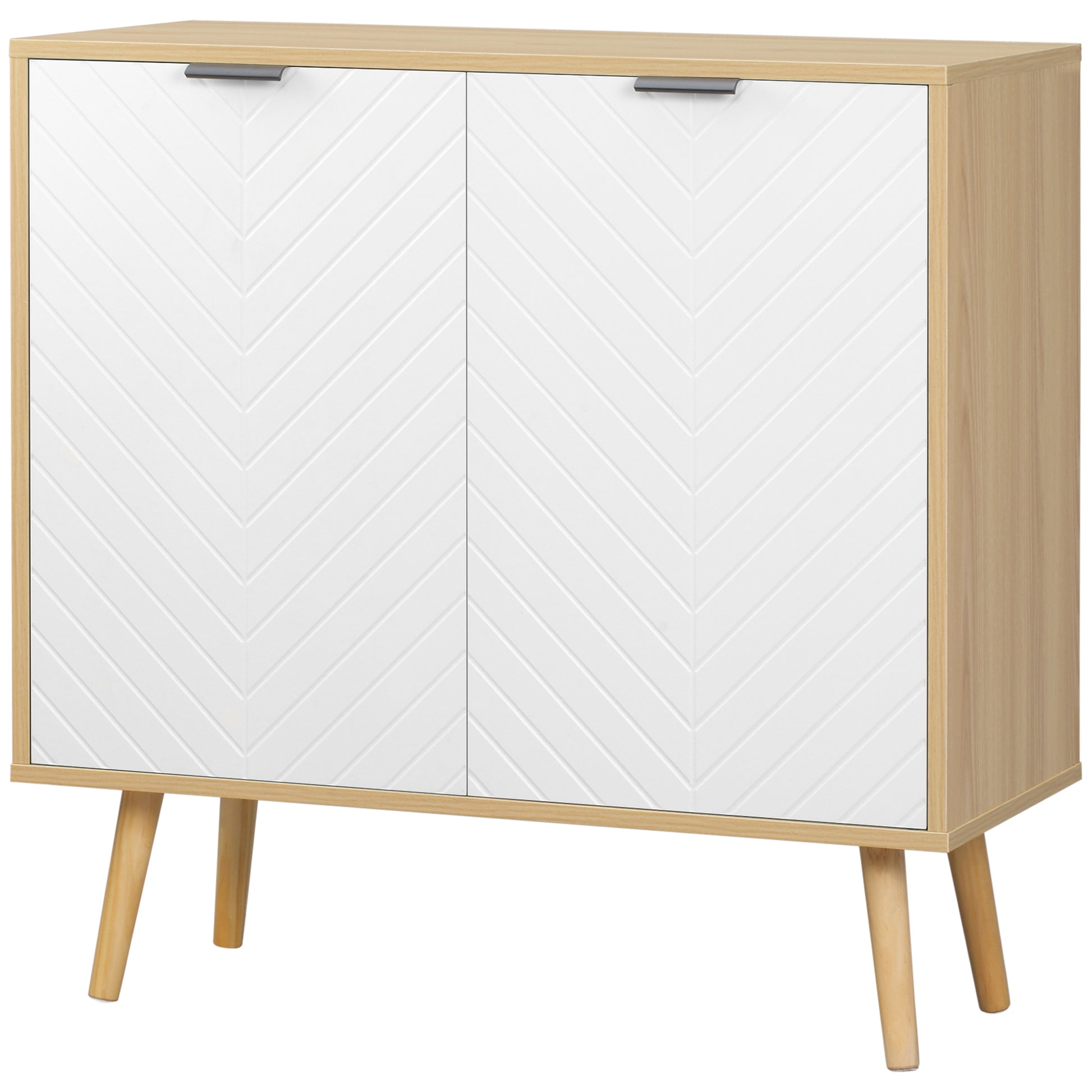 Modern Multipurpose Mobile in Chipboard and Pine Wood with Adjustable Internal Shelf on 3 Levels, Entryway Living Room Kitchen and Bathroom Furniture, 77x35x77.5 cm