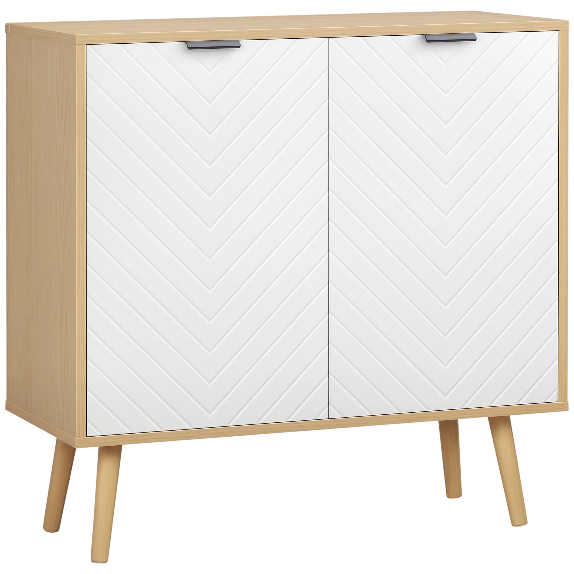 Modern Multipurpose Mobile in Chipboard and Pine Wood with Adjustable Internal Shelf on 3 Levels, Entryway Living Room Kitchen and Bathroom Furniture, 77x35x77.5 cm