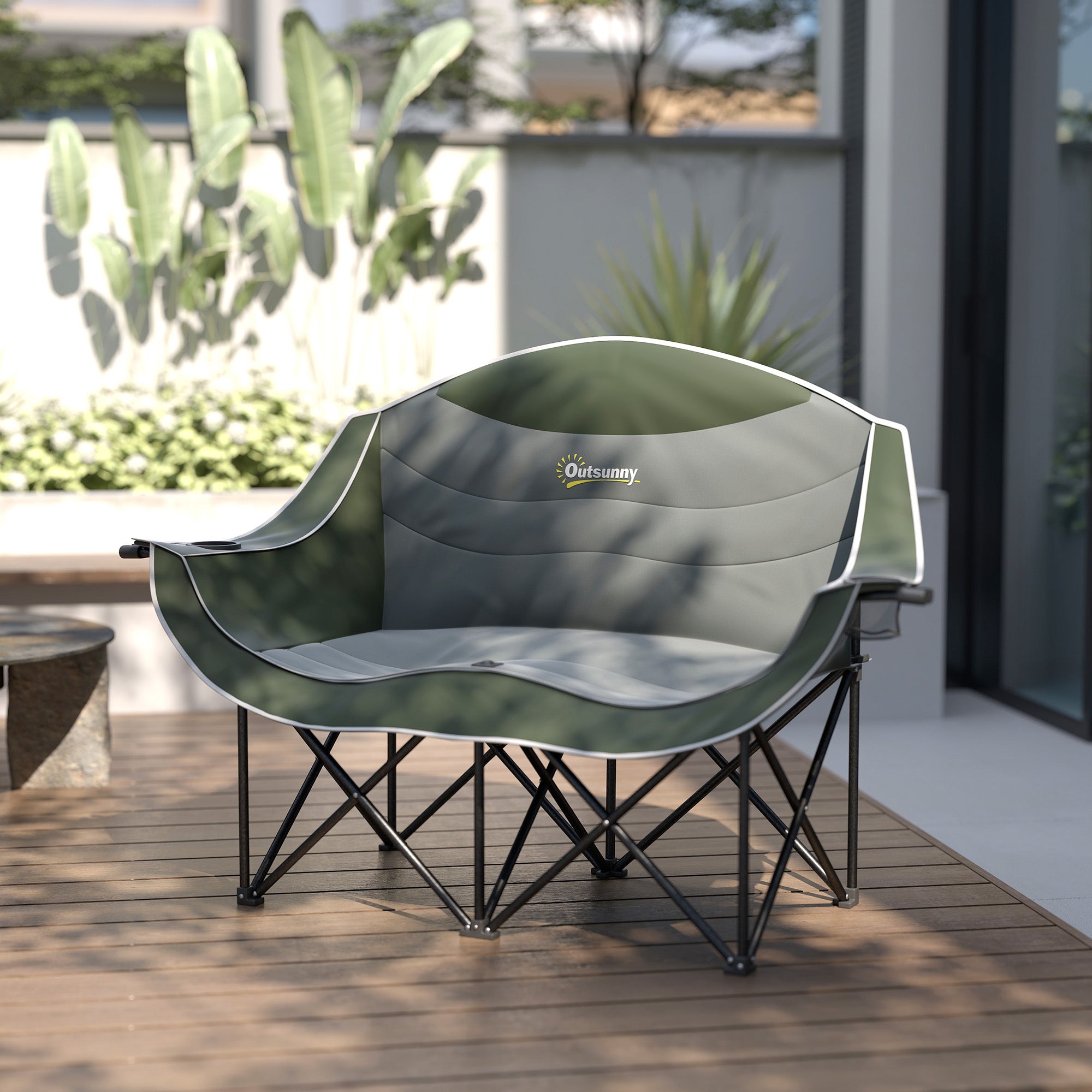 2-Person Folding Camping Chair with Cup Holders and Carry Bag — Padded Double Seat, Lightweight, Heavy-Duty up to 250 kg