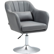 Armchair Lounge Chair with Armrest, Lumbar Pillow, Upholstered Recliner with Metal Frame, Microfiber Cloth, Height Adjustable Swivel Chair for Bedroom, Living Room, Dark Gray